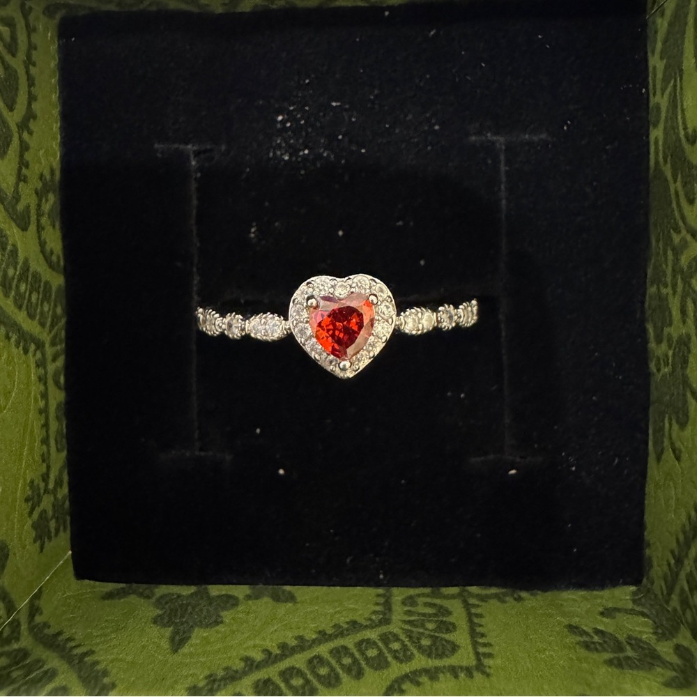Heart-Shaped Red Gemstone Ring
